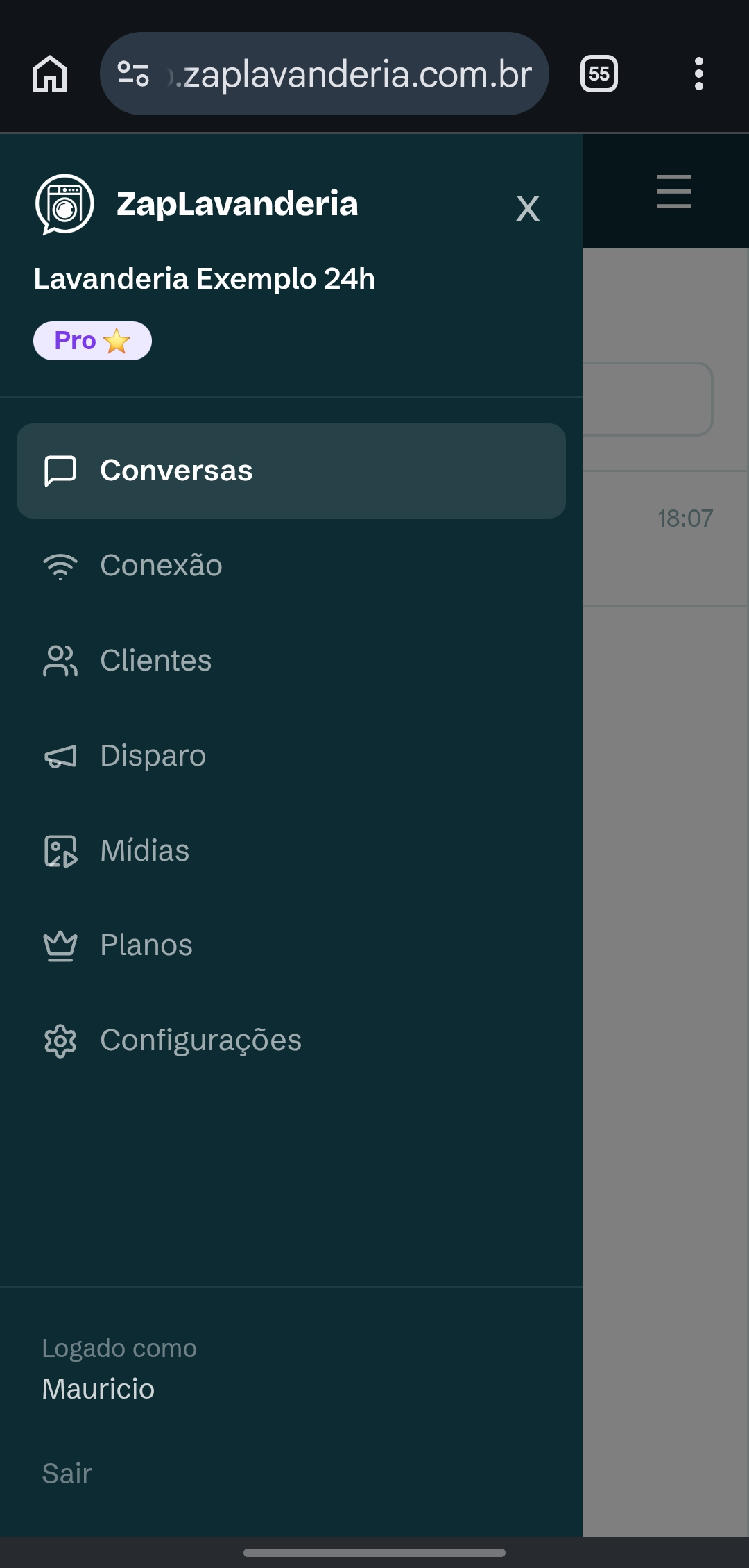 Painel no celular